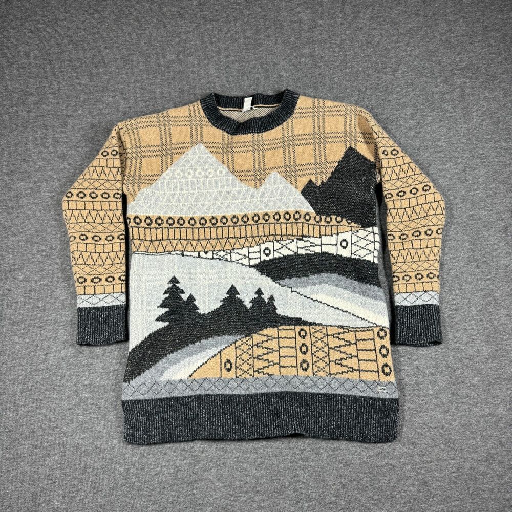 Woolrich Beige and Gray Patterned Turtleneck Sweater